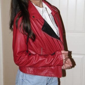 Red and Black faux leather jacket